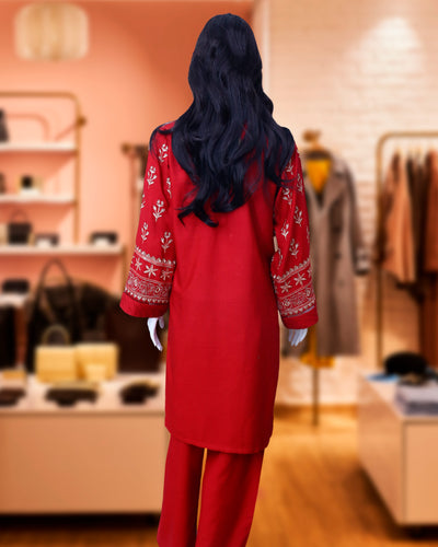 Ruby Red – 2 Piece Luxury Karandi Fabric by Leiffab