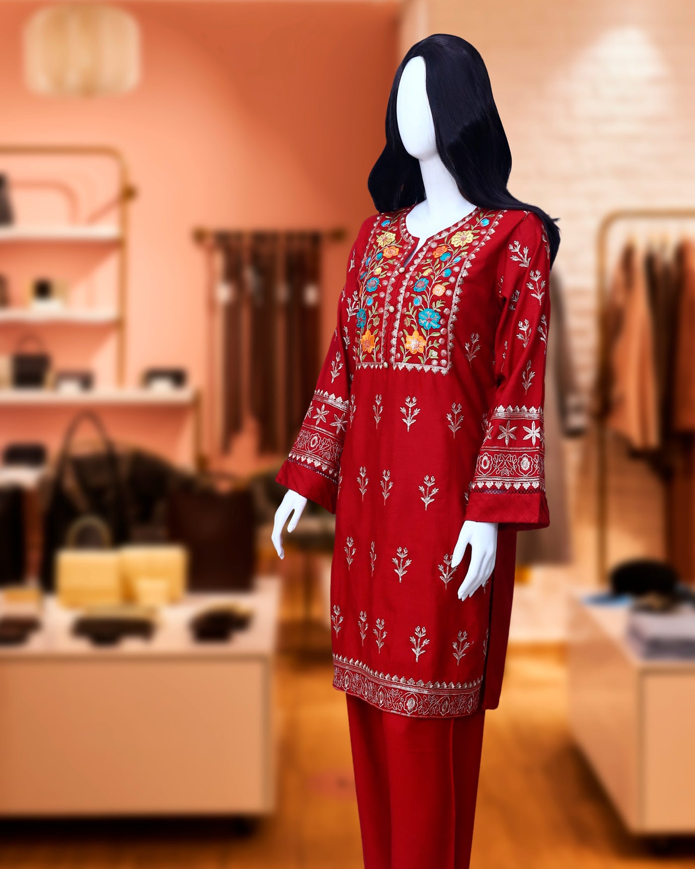 Ruby Red – 2 Piece Luxury Karandi Fabric by Leiffab