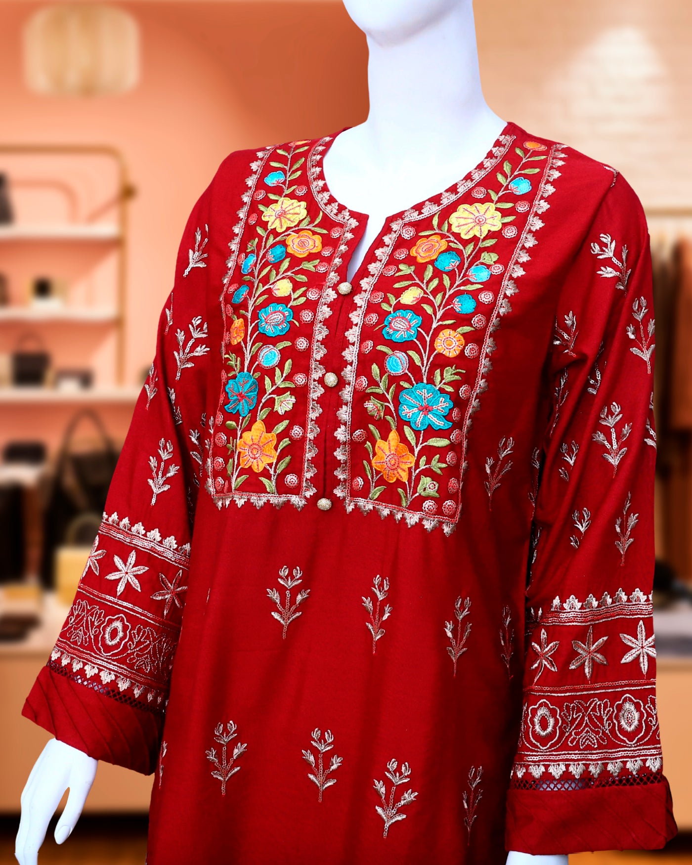 Ruby Red – 2 Piece Luxury Karandi Fabric by Leiffab