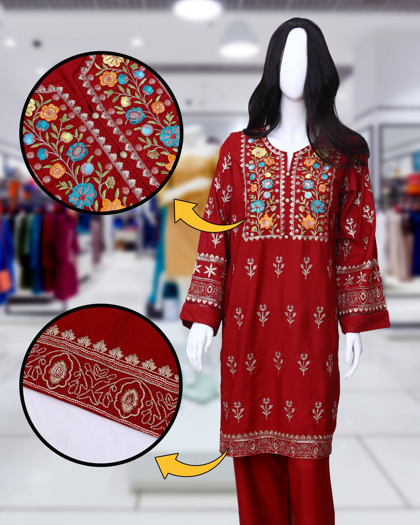 Ruby Red – 2 Piece Luxury Karandi Fabric by Leiffab