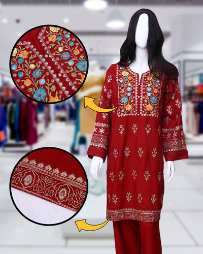 Ruby Red – 2 Piece Luxury Karandi Fabric by Leiffab