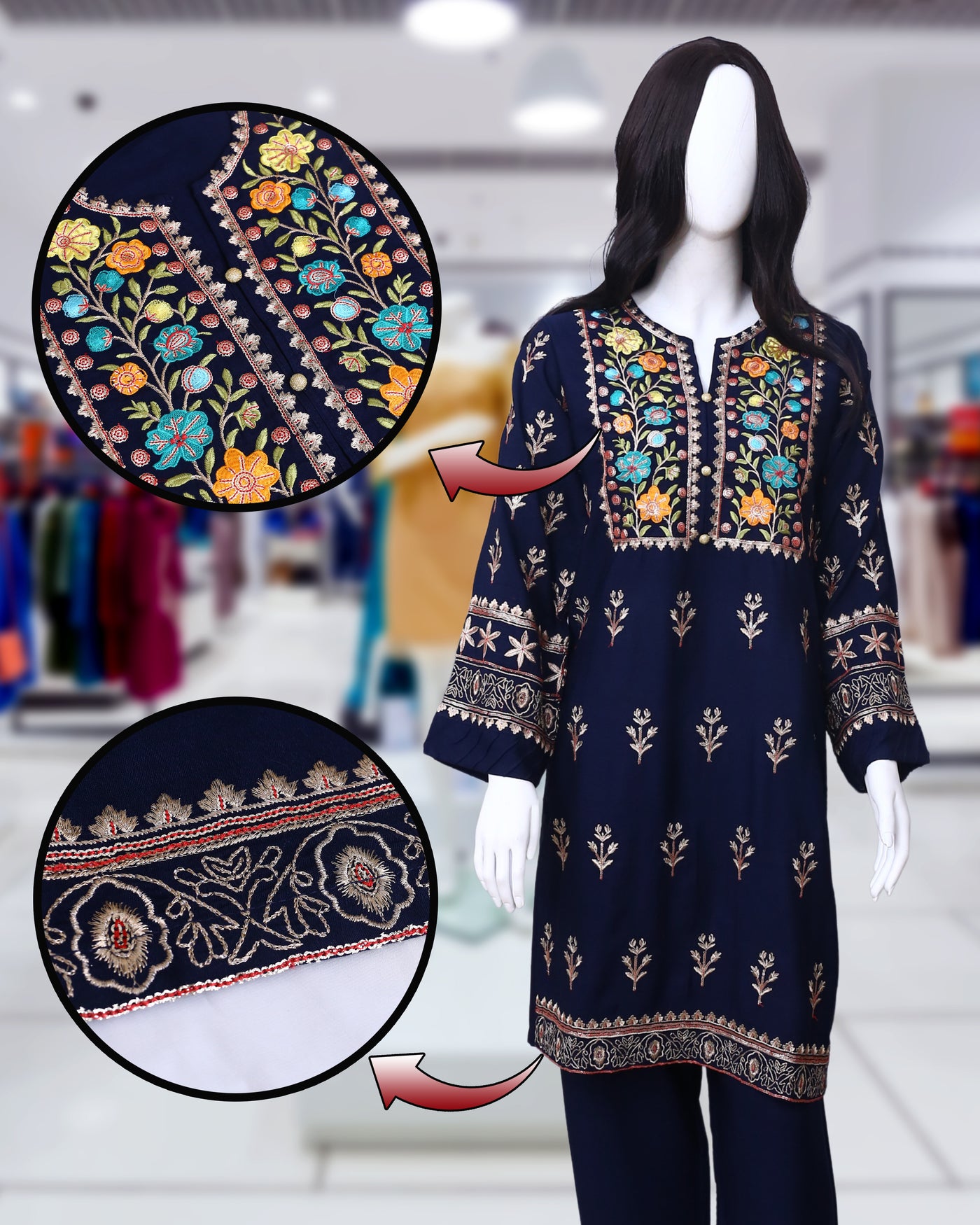 Sapphire Navy Blue – 2 Piece Signature Karandi by Leiffab