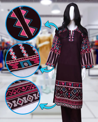 Zyra Plum – 2 Piece Khadar Collection by Leiffab