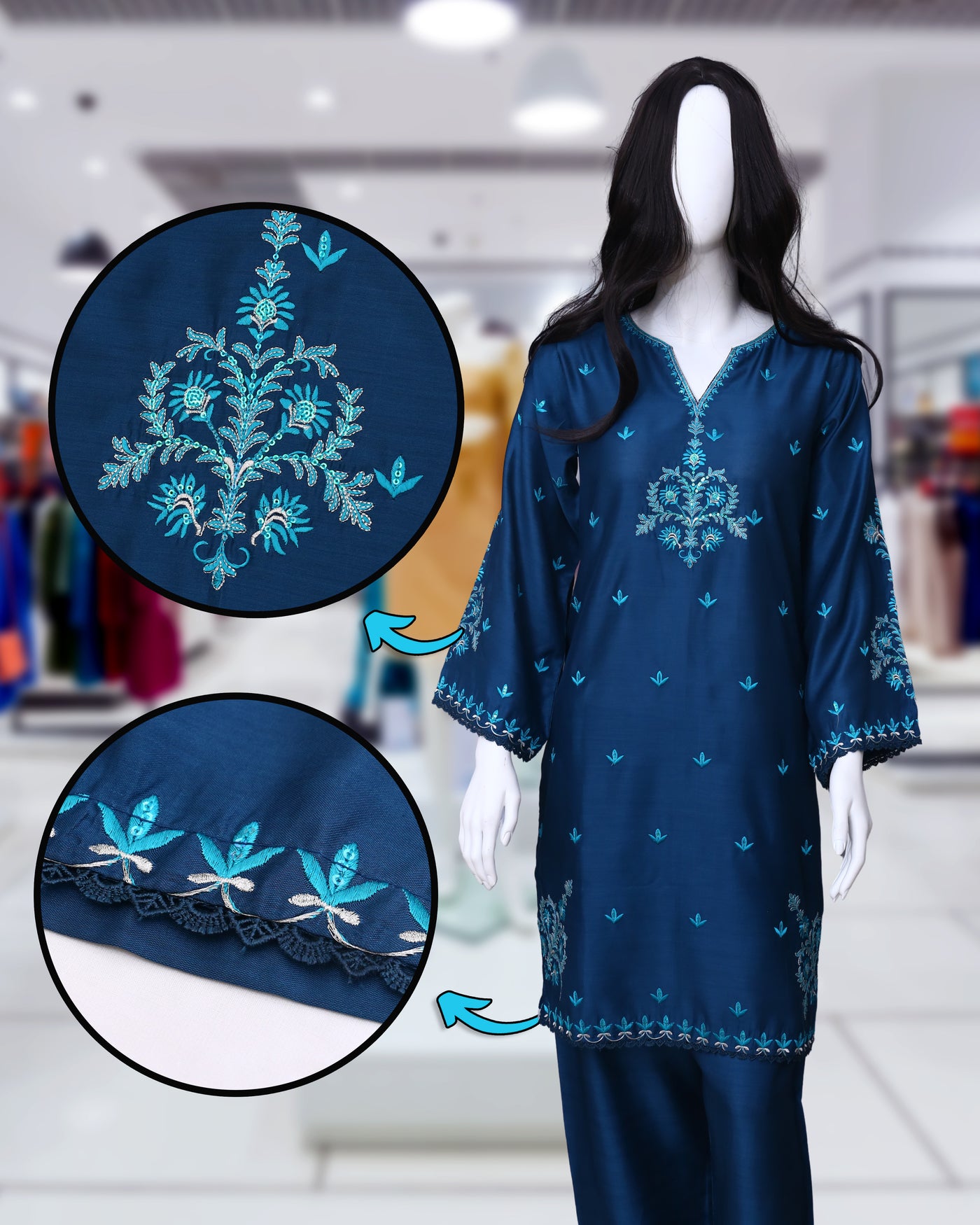 Serena Teal – 2 Piece Premium Quality Viscose Fabric by Leiffab