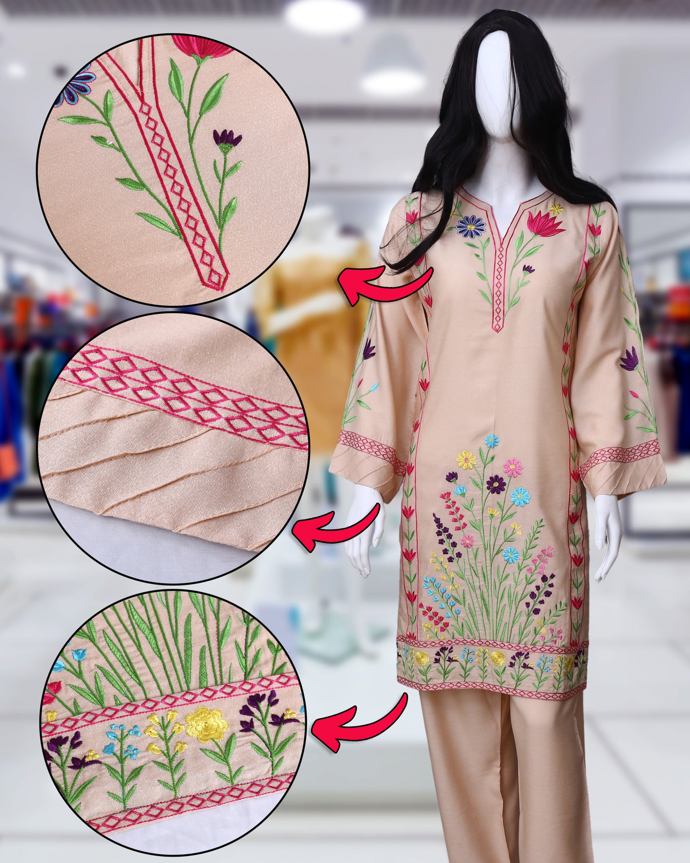 Parisa Beige – 2 Piece Classic Karandi Fabric by Leiffab